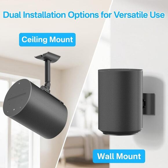 Metal Speaker Wall Mount for Sonos Era 100 Ceiling Mount or Tilt and Swivel - Picture 4 of 5